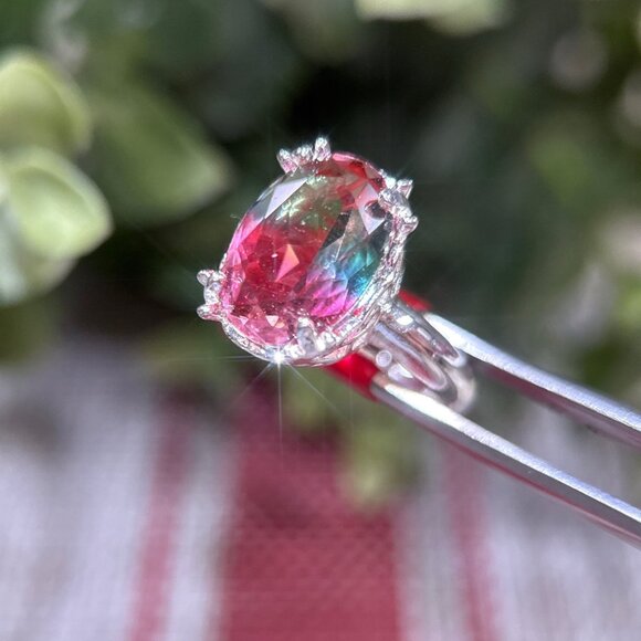 Watermelon Colored Stone Rin - Picture 3 of 9